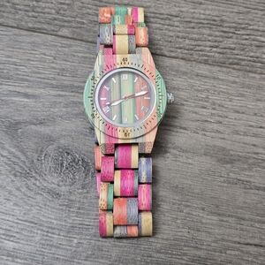 Bamboo Lightweight Colorful Unisex Watch EUC Works Boho Fun Funky Preppy Unisex